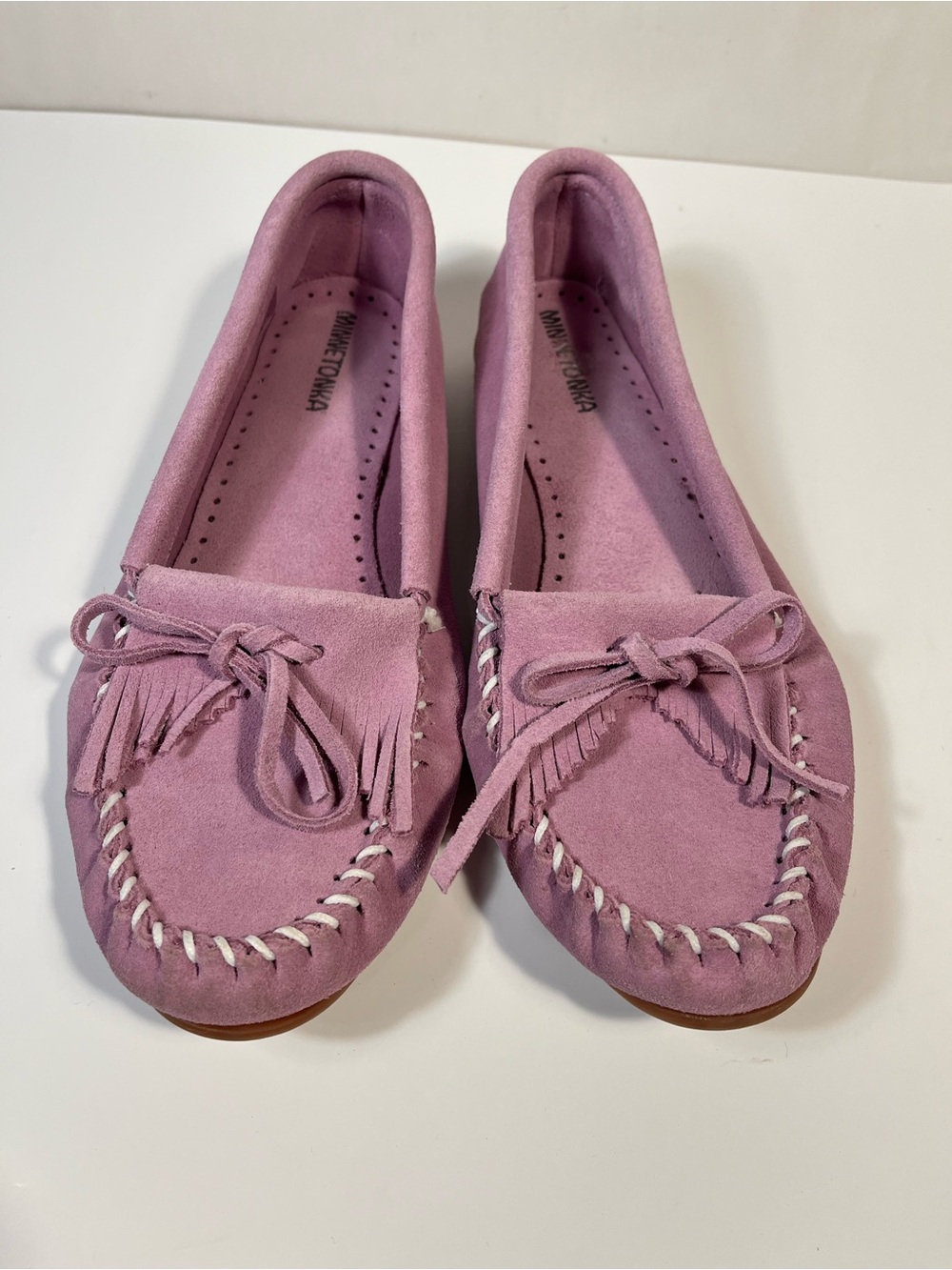 Minnetonka Women's Kilty Moccasins Lavender Suede Classic Casual Fringe Size 11